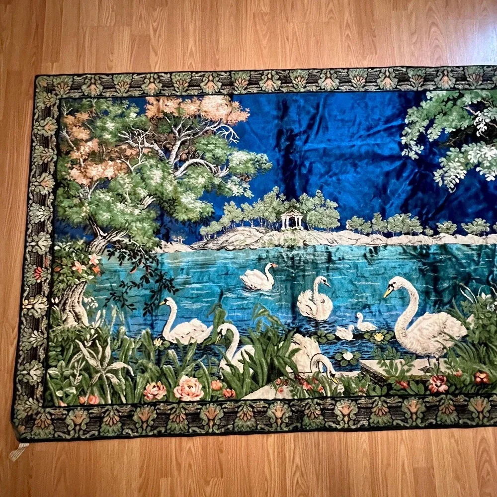 Vintage Swan Lake Large Wall Tapestry | Made In Italy | 74